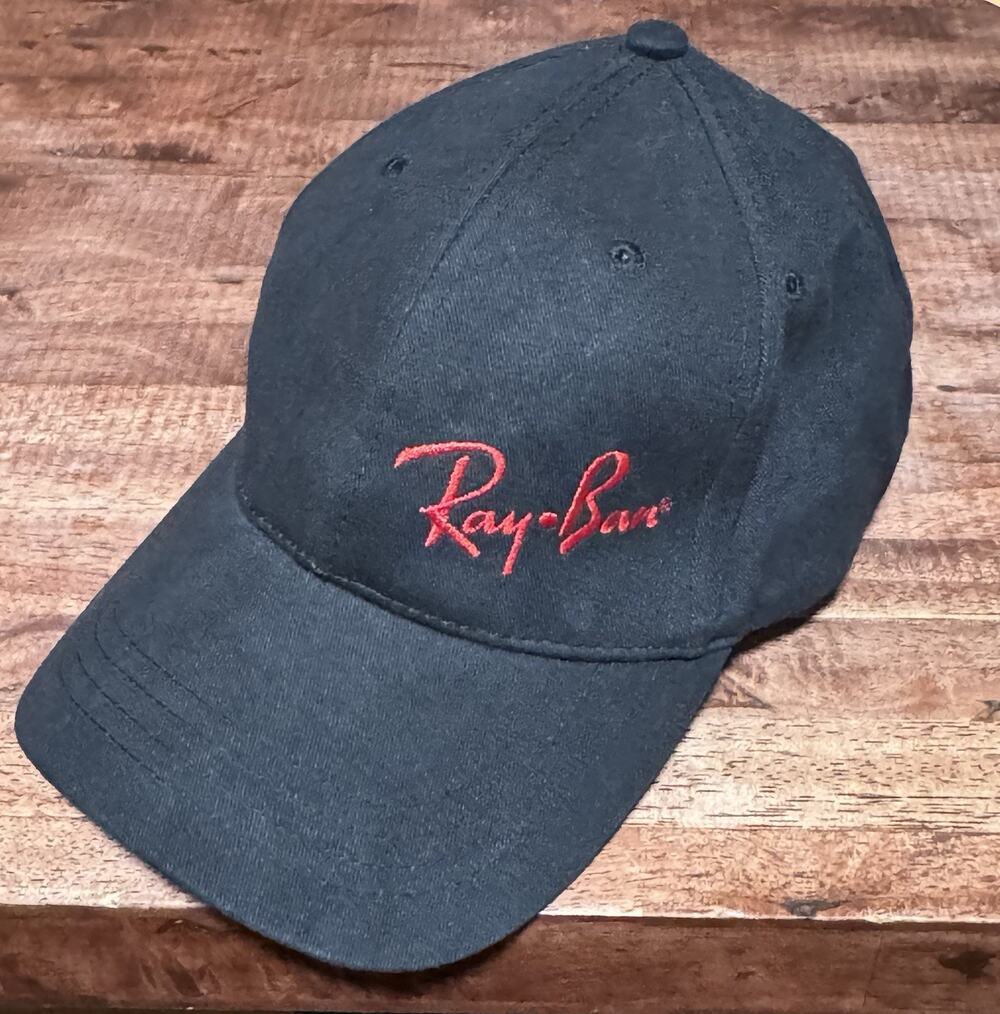 Ray Ban Adjustable Black Hat With Red Lettering